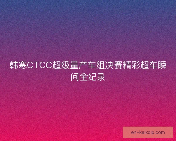 韩寒CTCC超级量产车组决赛精彩超车瞬间全纪录